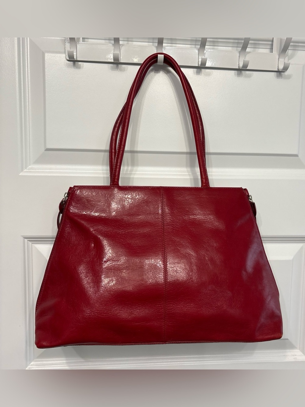 HOBO Red Leather Shoulder Tote Bag